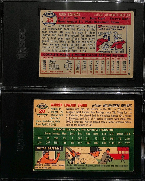 (2) SGC 3 Cards w. 1957 Topps Frank Robinson & 1954 Topps Warren Spahn